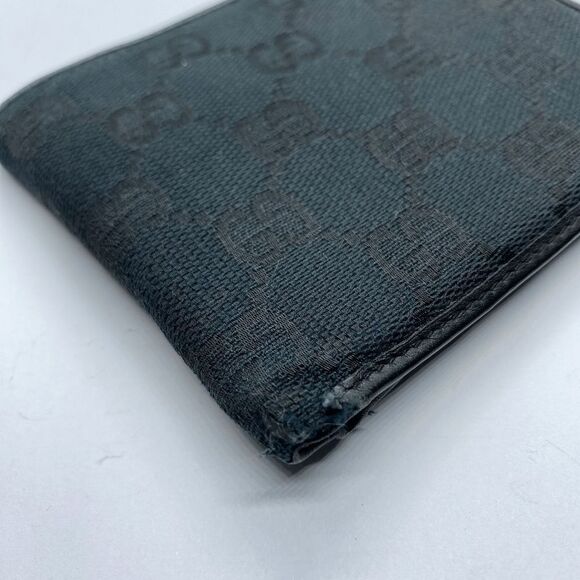 Authentic Gucci Black Canvas & Leather Bifold Wallet **FLAWS** - Picture 3 of 12